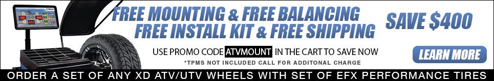 Buy a set of 4 XD Wheels with a set of 4 EFX Tires and we'll balance them and include a lug kit for free and ship them to you for free!